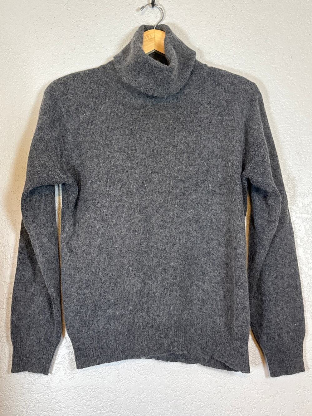 Vintage Wool Lambswool Angora Turtleneck Sweater Womens Medium Gray Classic
